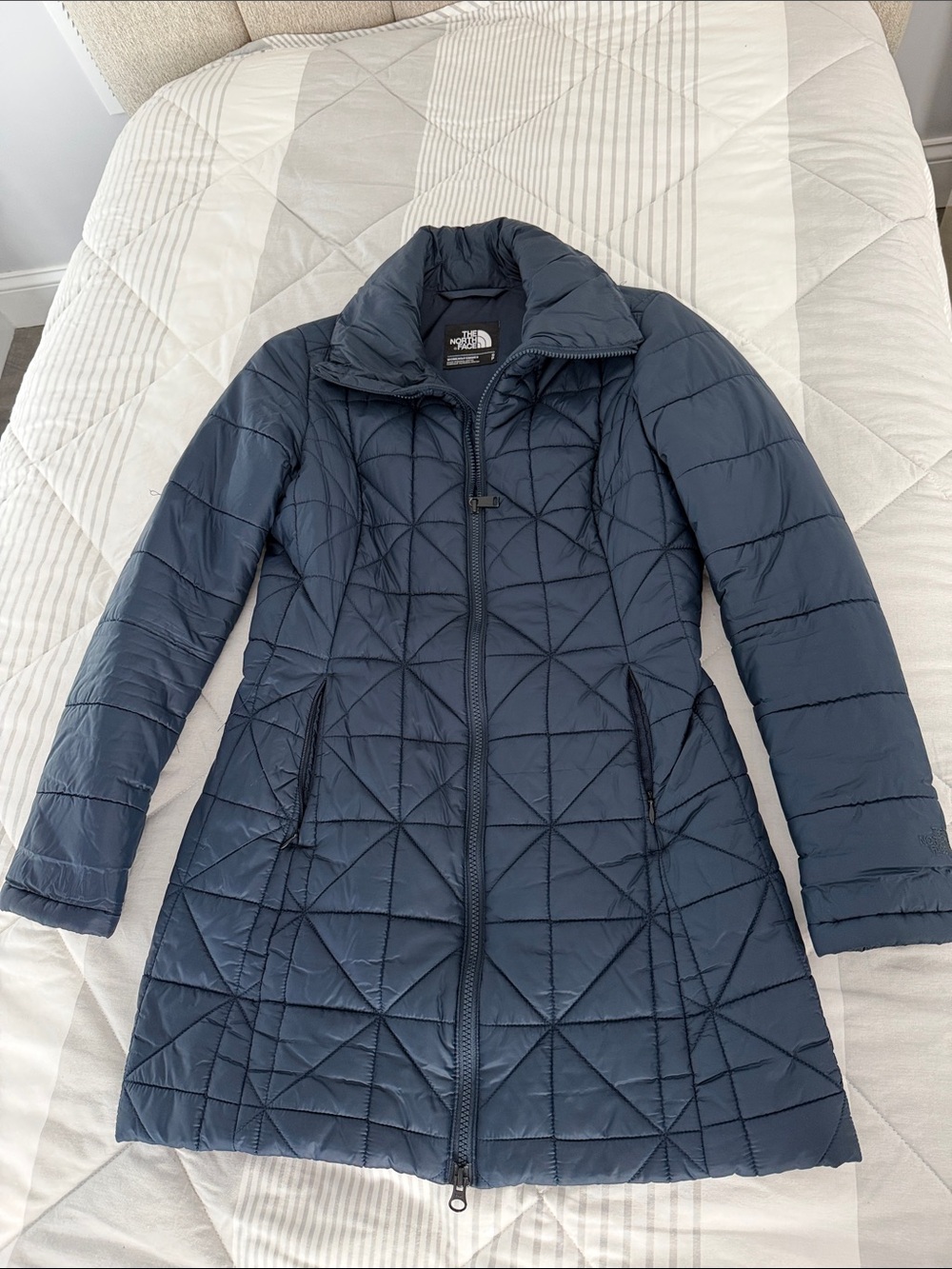 The North Face Women's Navy Quilted Long Puffer Coat